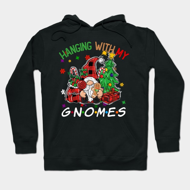 Funny Christmas Gnome Hanging With My Gnomies Family Pajamas Hoodie by JennyArtist